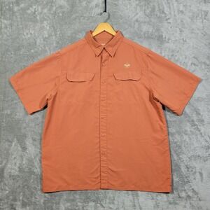 Boy Scouts of America Mens XL Short Sleeve Button Up Shirt Orange Polyester